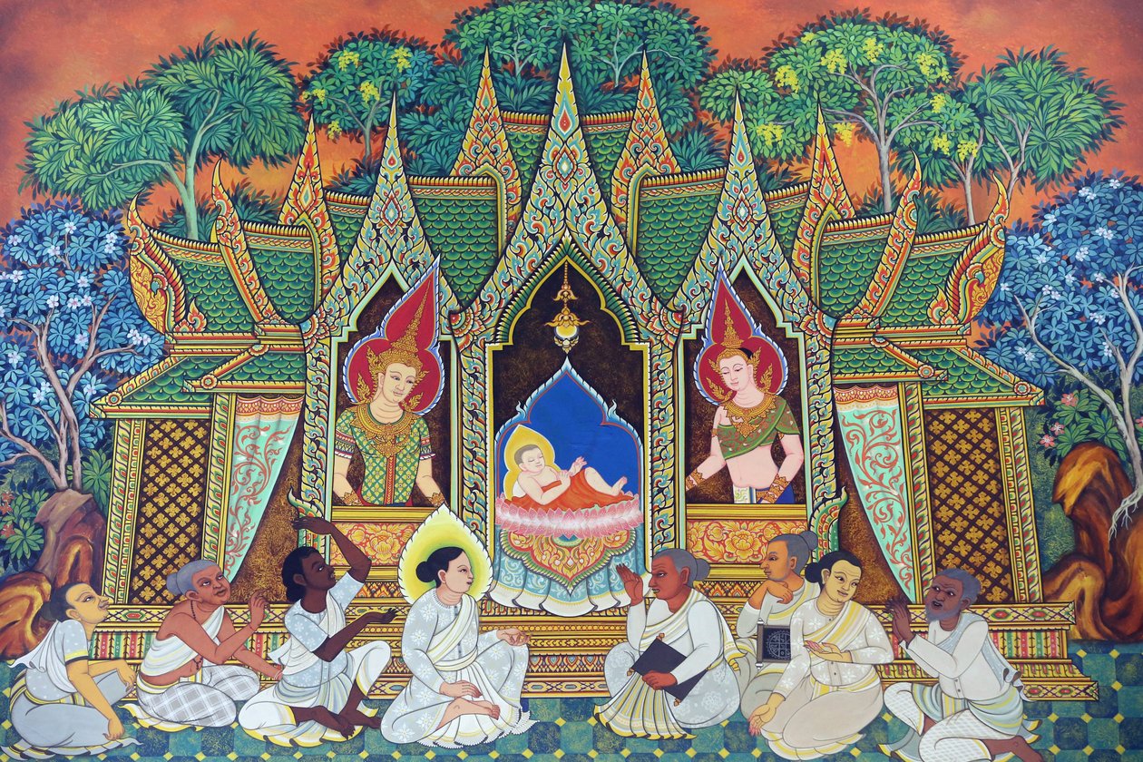 Wat Ananda Metyarama Thai Buddhist Temple. Siddhartha Gautamas födelse (allmänt känd som Buddha), 20160818, Singapore, Singapore av Unbekannt