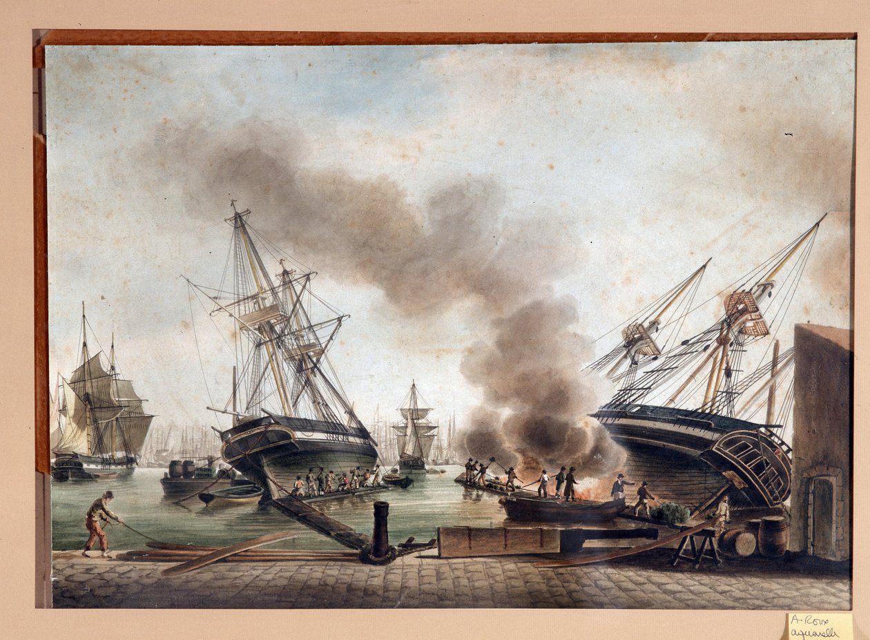 Akvarell av A. Roux. 1800-tal Marseille, Musee du Vieux Marseille av Unbekannter Künstler