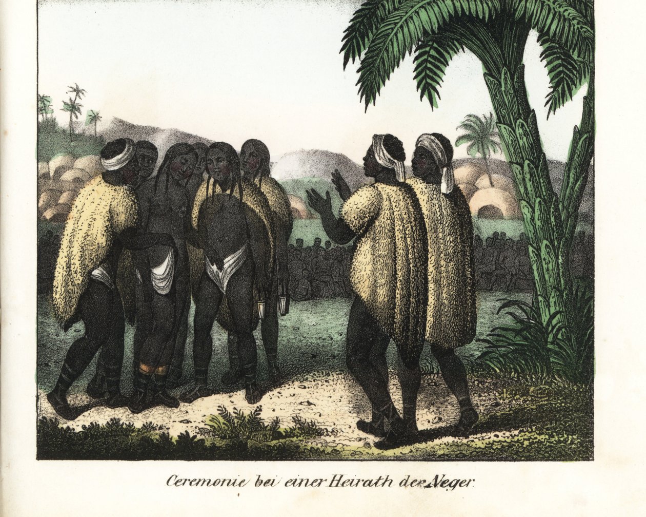 Bröllopsceremoni i en stam i Senegal. Litografi för boken: "Galerie complete en tableaux fideles des peuples d