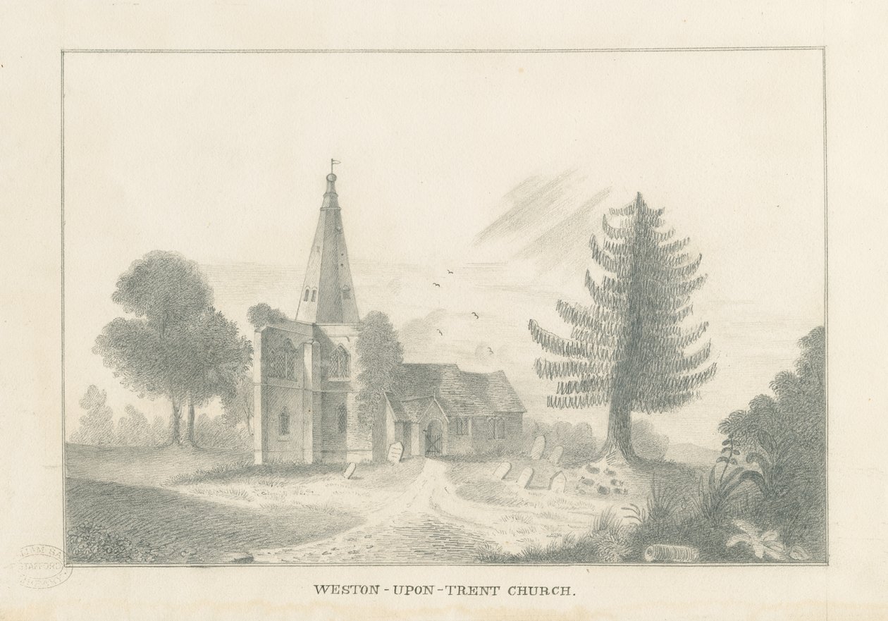 Weston-on-Trent Church: blyertsteckning, nd [1800-talet] av Unbekannt