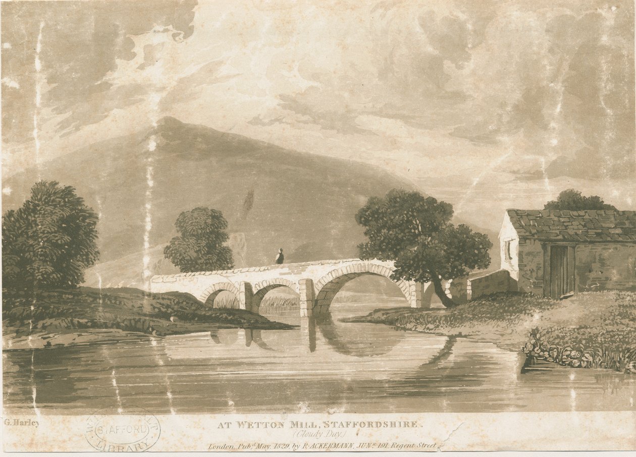 Wetton Mill: akvatintgravyr, nd [c 1829] av Unbekannt