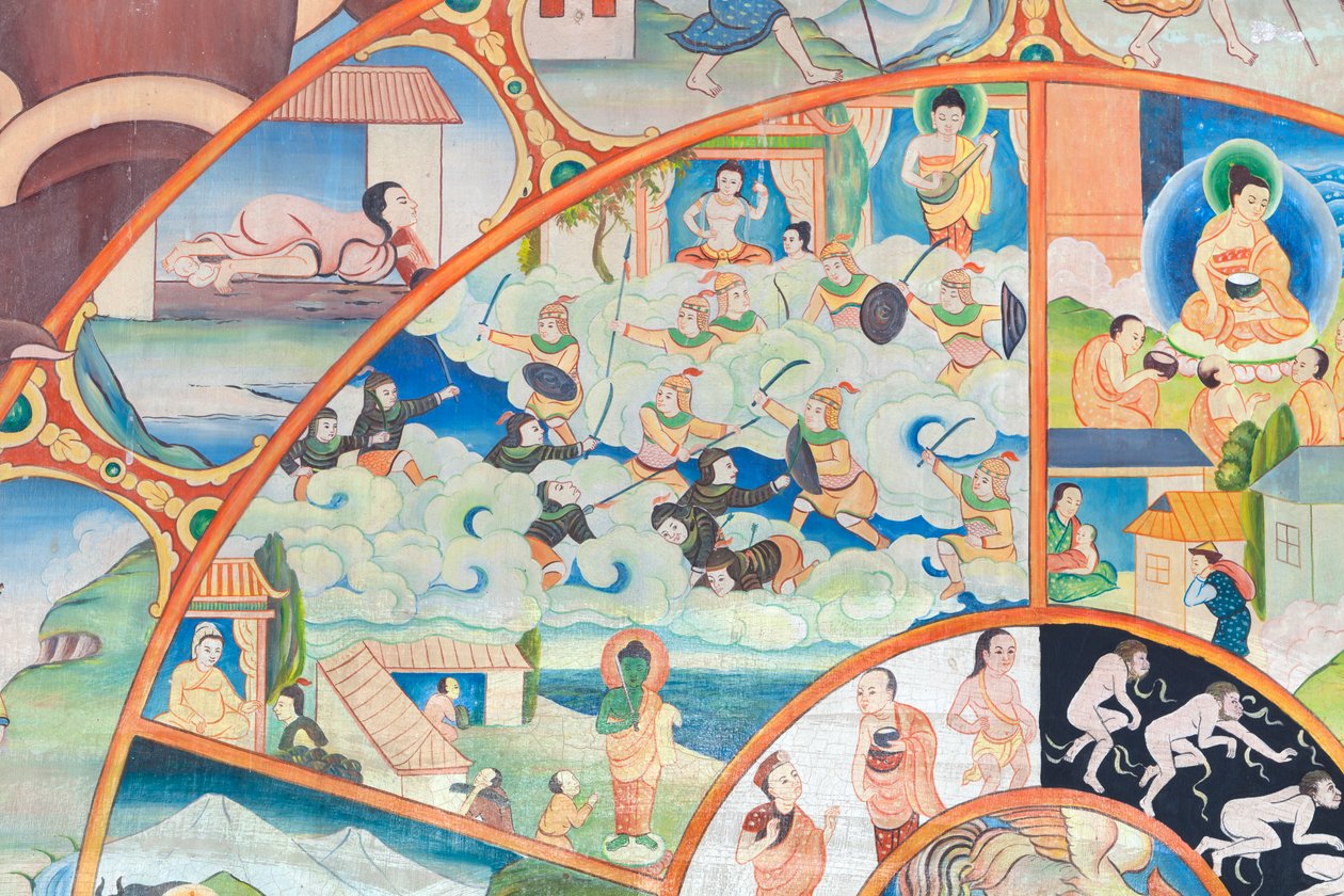 Livets hjul, detalj, väggmålning på wat Umong, Chiang Mai, Thailand av Unbekannter Künstler