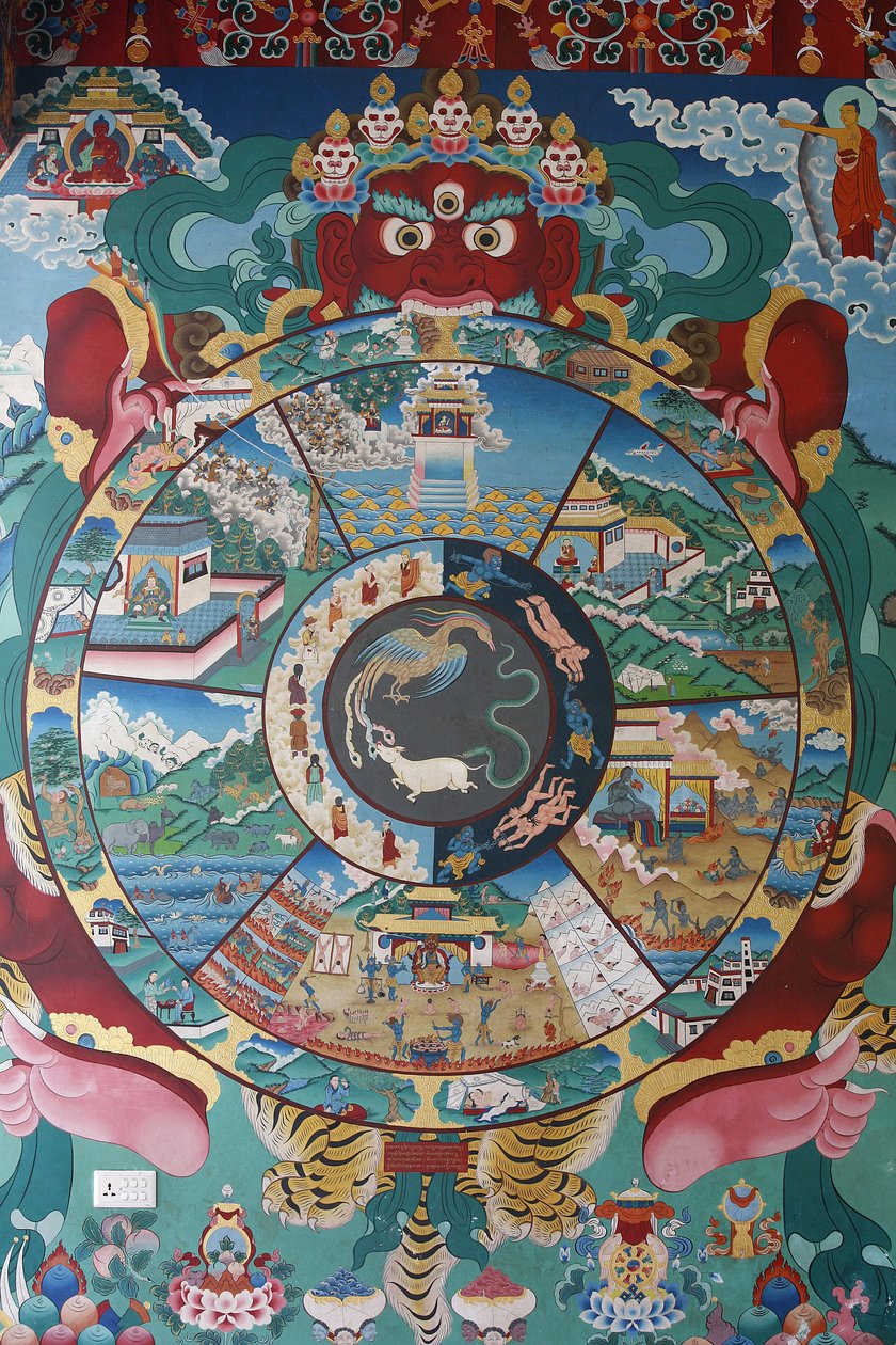 Livets hjul eller Samsaras hjul (Mandala). Kopan kloster, Kathmandu, Nepal av Unbekannt
