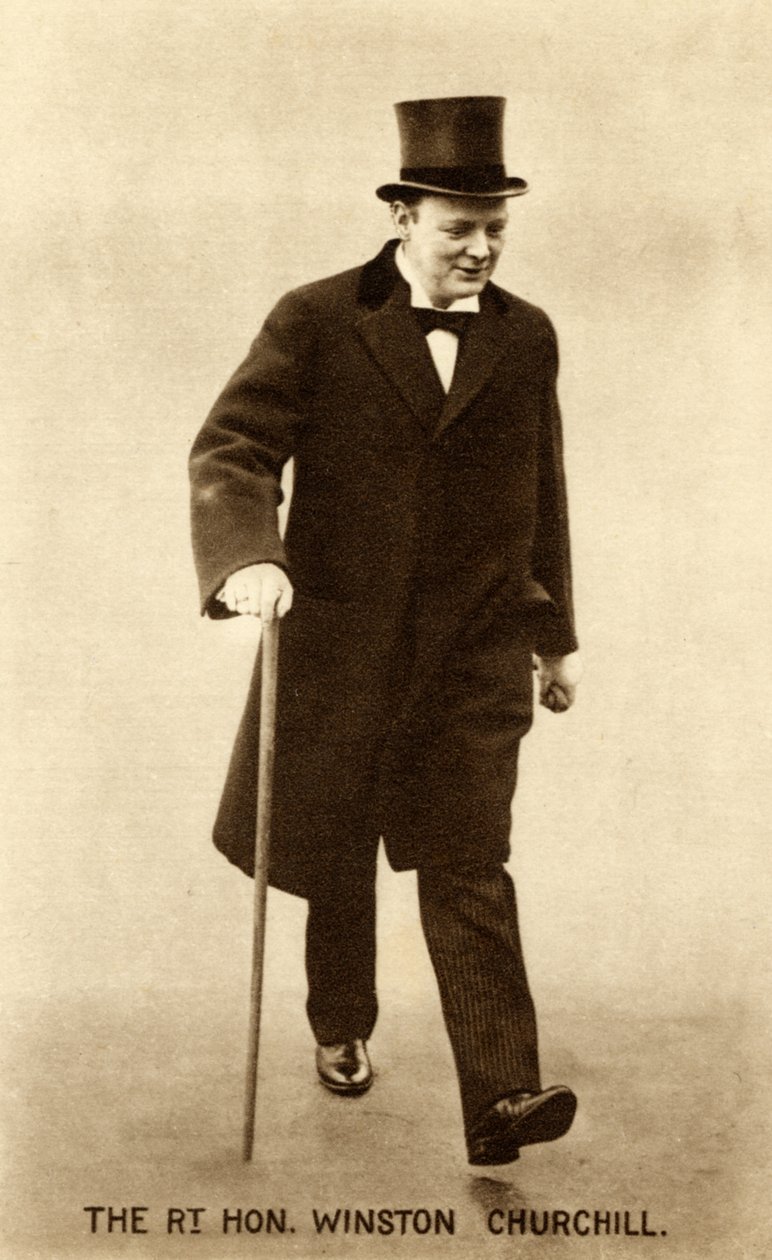Winston Churchill besöker premiärminister Herbert Henry Asquith måndagen den 26:e 1914 (s/v foto) av Unbekannter Künstler