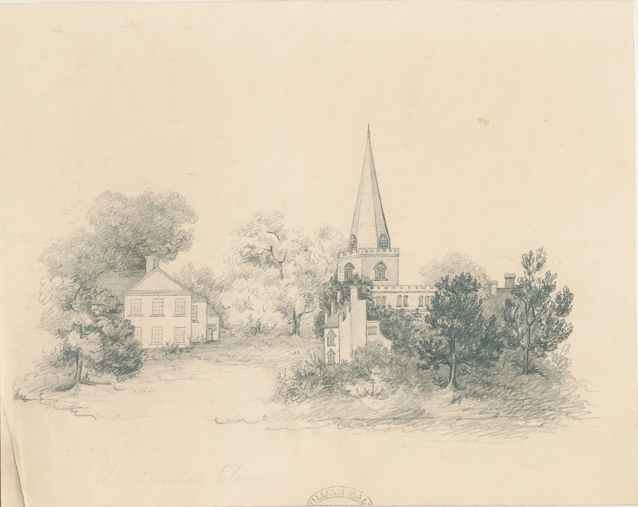 Wolstanton Church: blyertsteckning, nd [?1800-talet] av Unbekannt