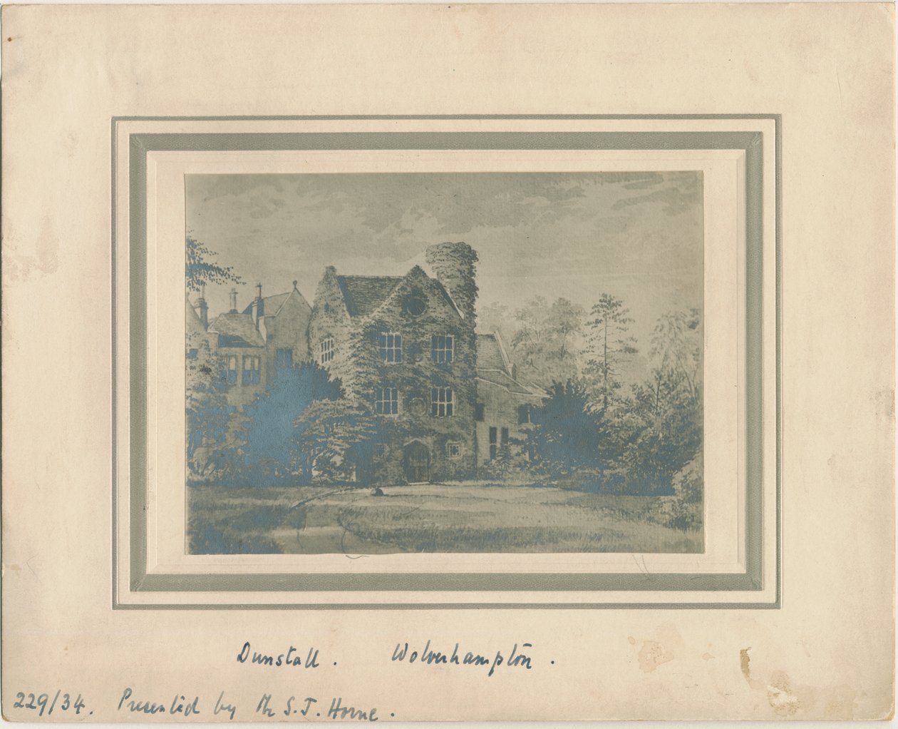 Wolverhampton - Dunstall Hall: fotografi av en vattenfärgsmålning, och [c 1860] av Unbekannt
