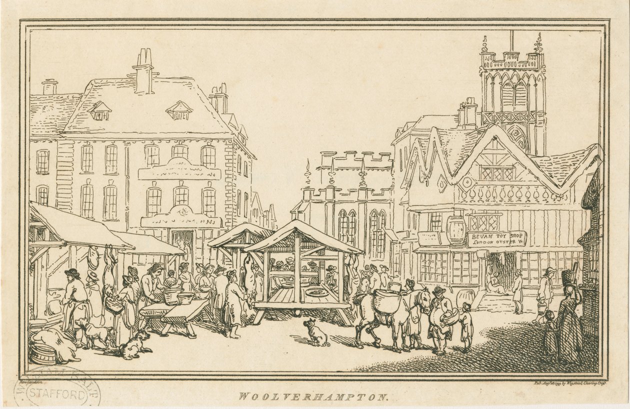 Wolverhampton - Market Place: etsning, nd [c 1799] av Unbekannt