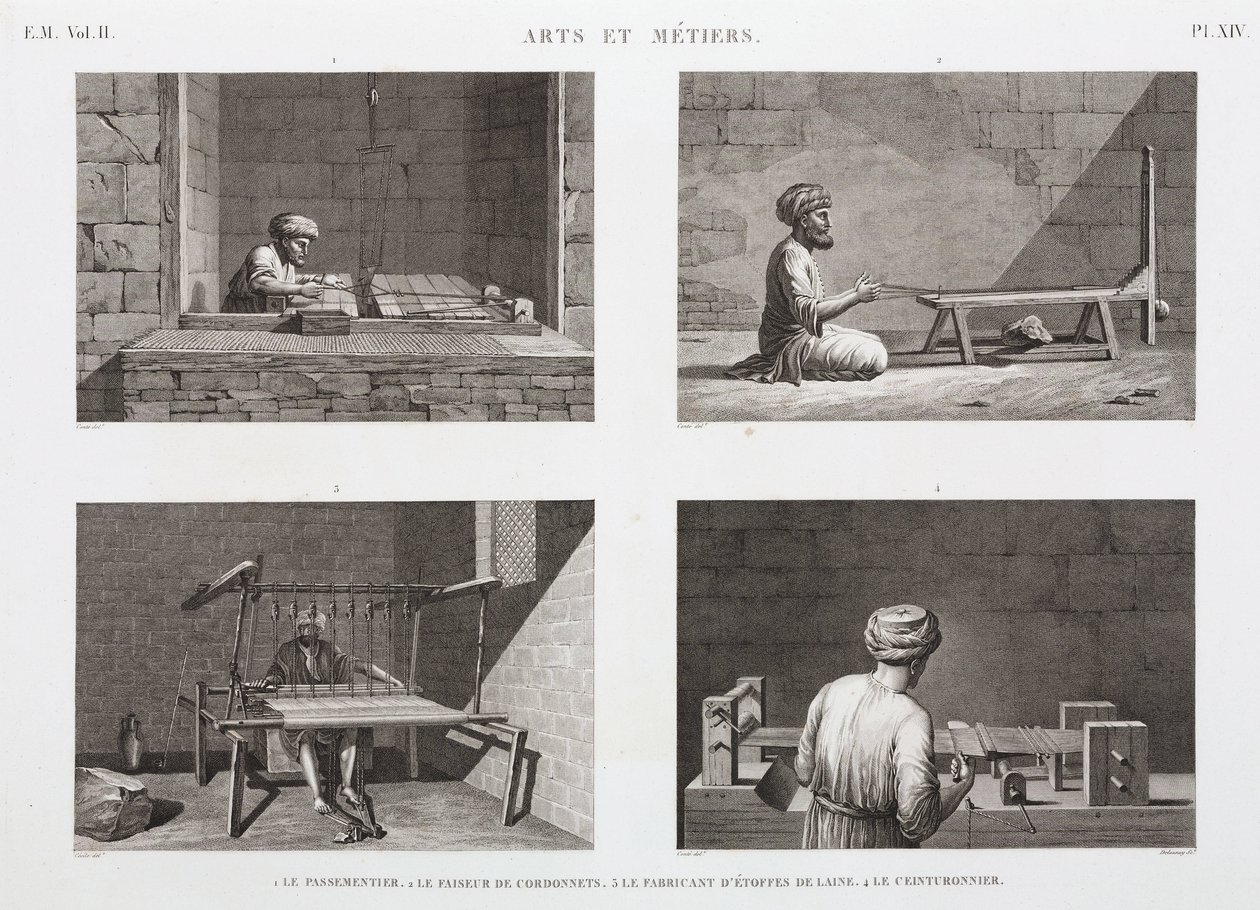 Ull och kamgarn, Vävning, Egypten, ca 1798 av Unbekannt