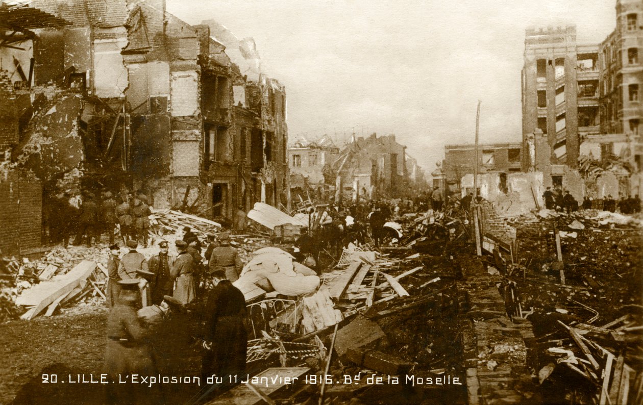 Första världskriget: Lille efter explosionen den 11 januari 1916 (vykort) av Unbekannter Künstler
