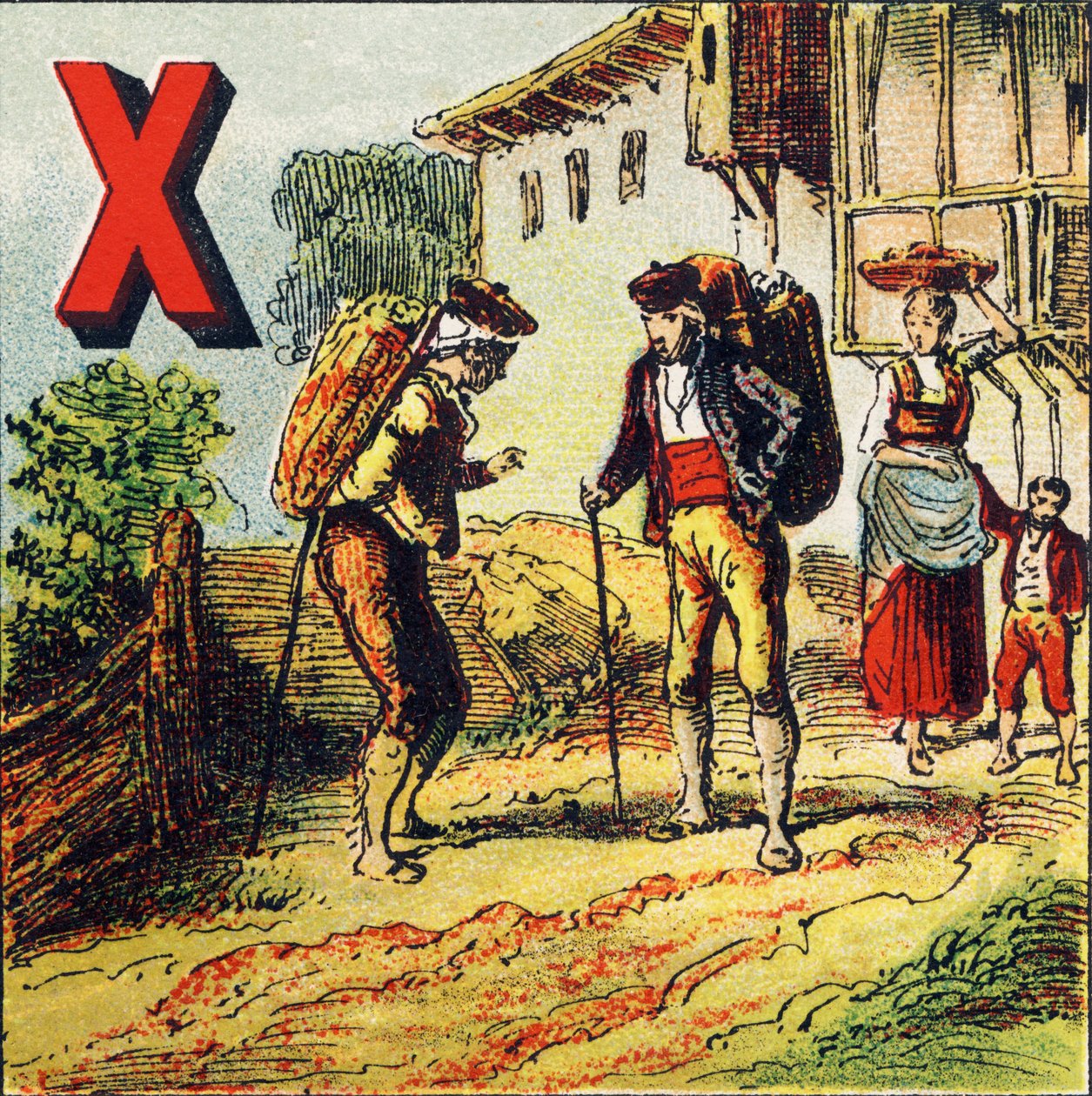 X: Sherry. Staden i Spanien känd för sitt vin - Gravyr utvunnen från det geografiska alfabetet. Guerin-Muller et Cie, förlag, Paris av Unbekannt