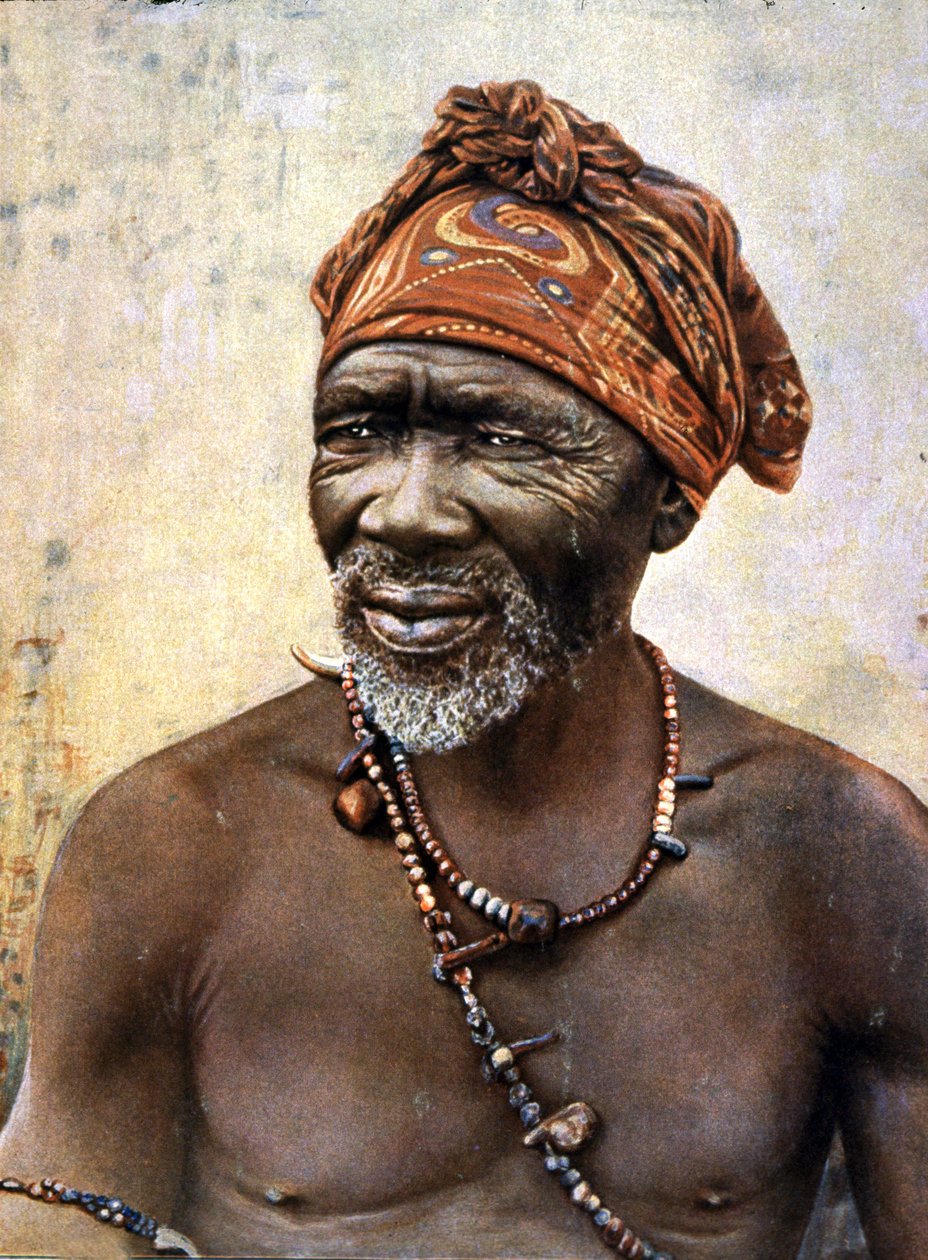porträtt av en läkare från Zulu, sent 1800-tal (fotokopia) av Unbekannter Künstler