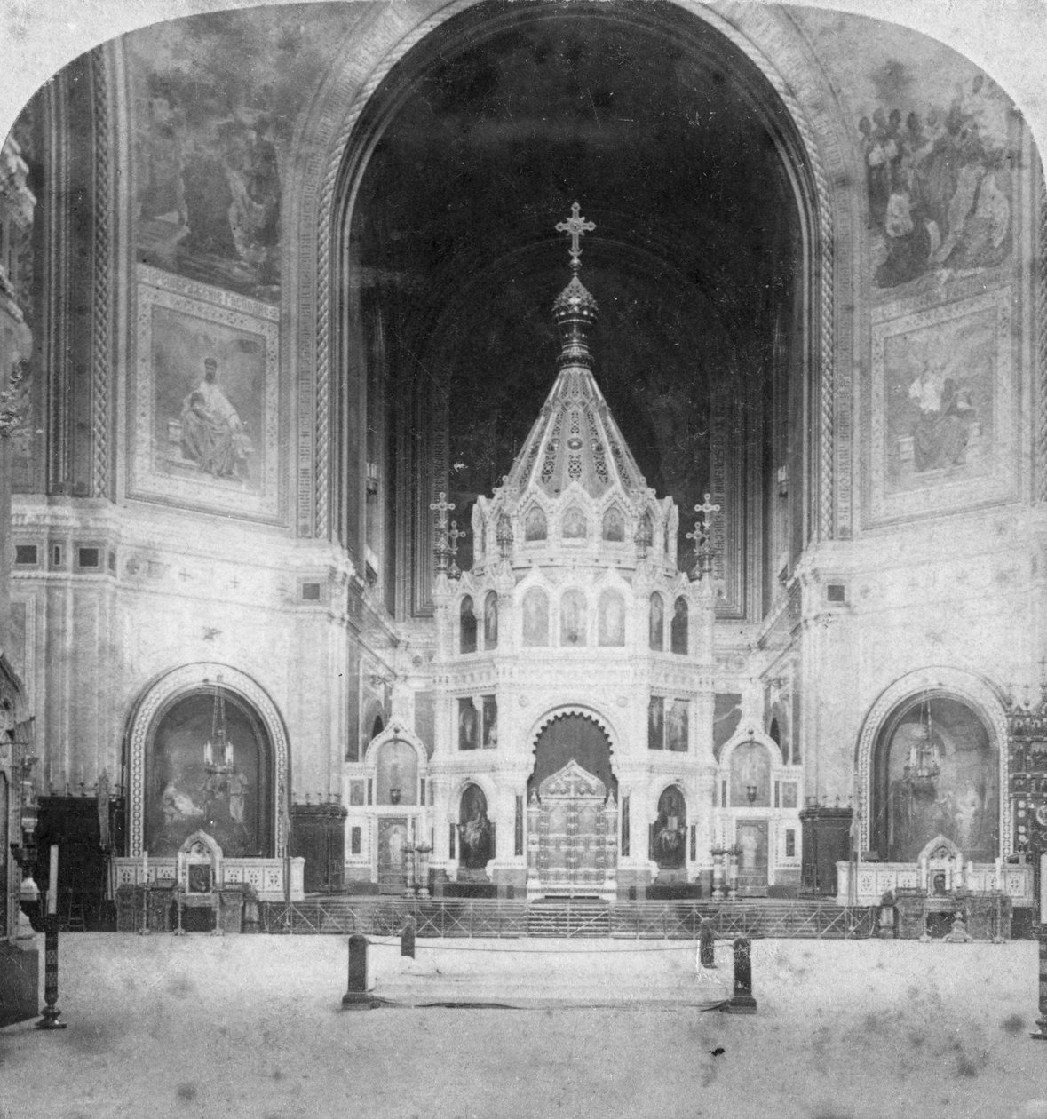 Altare, Frälsaren Kristus katedral, Moskva, Ryssland, 1898 av Underwood and Underwood