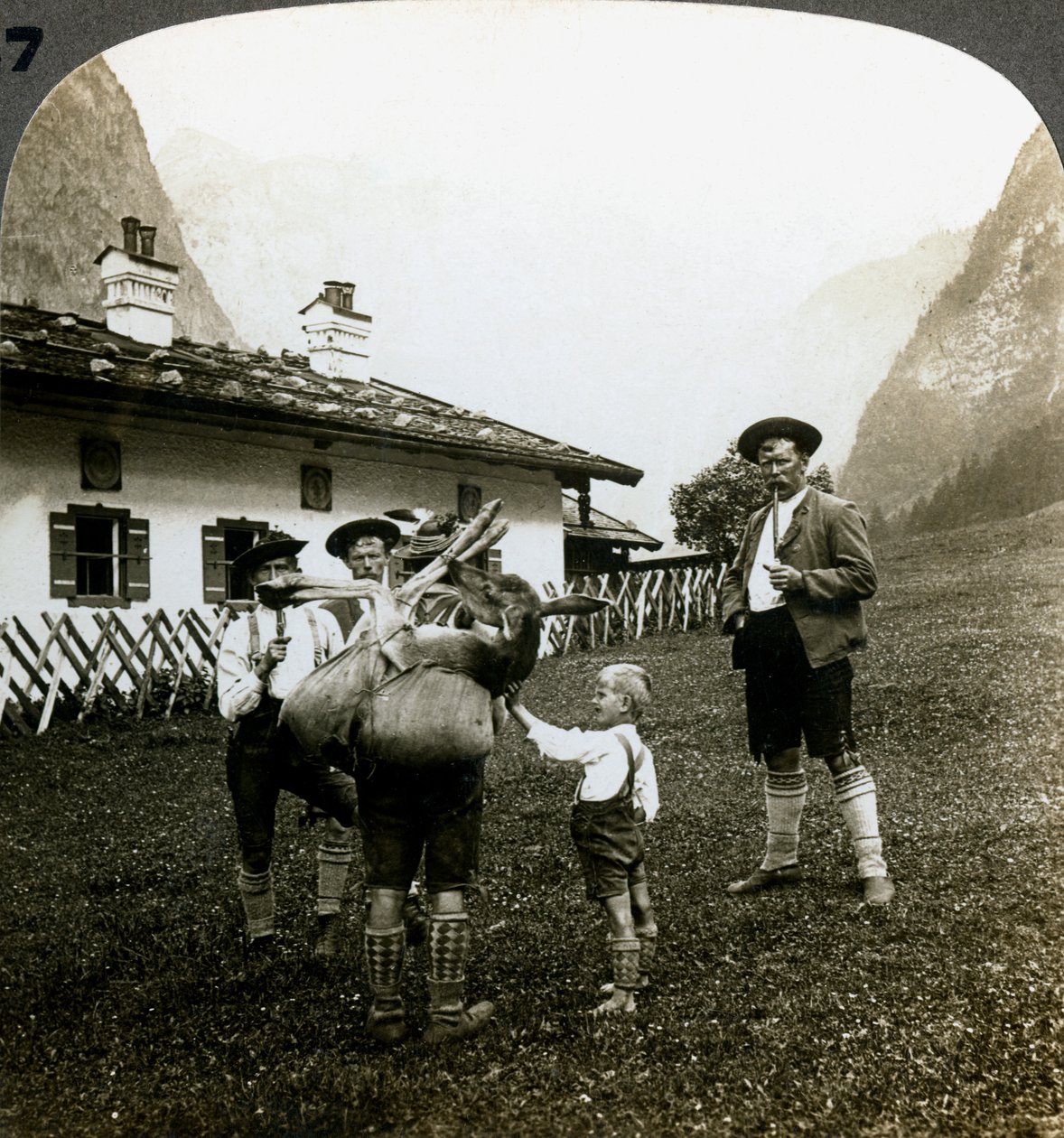 Bayerska bergsbestigare, Tyskland. av Underwood and Underwood