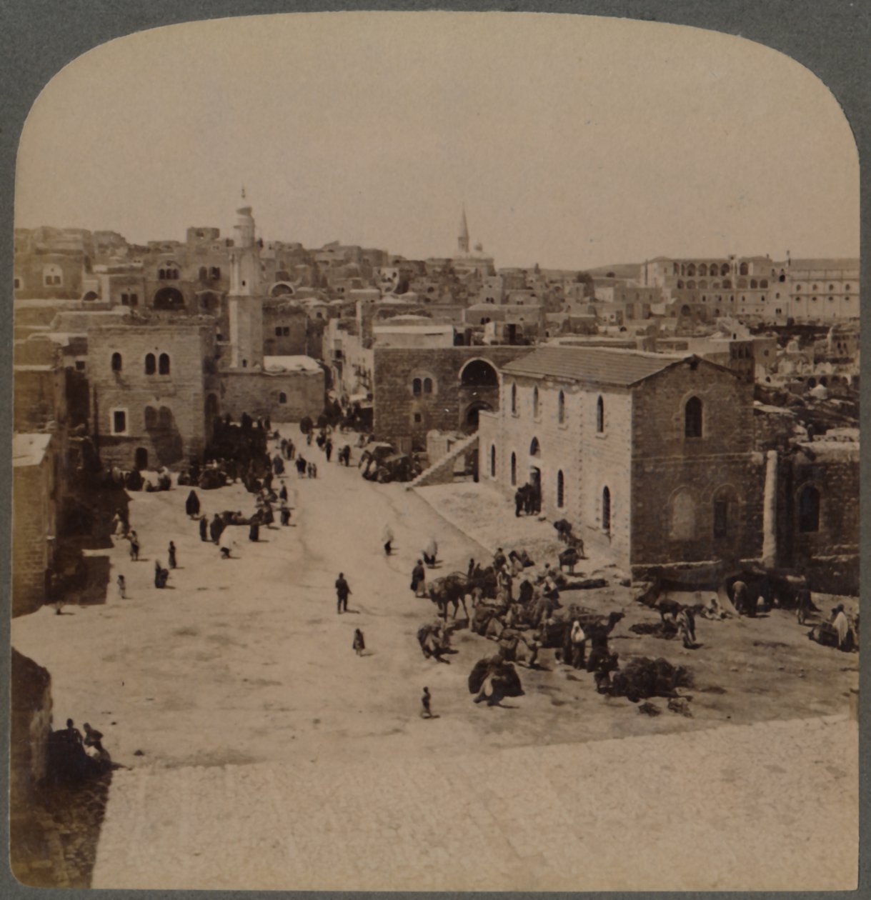Betlehem i Judeen, Jesu födelseplats, Palestina, 1896. av Underwood and Underwood