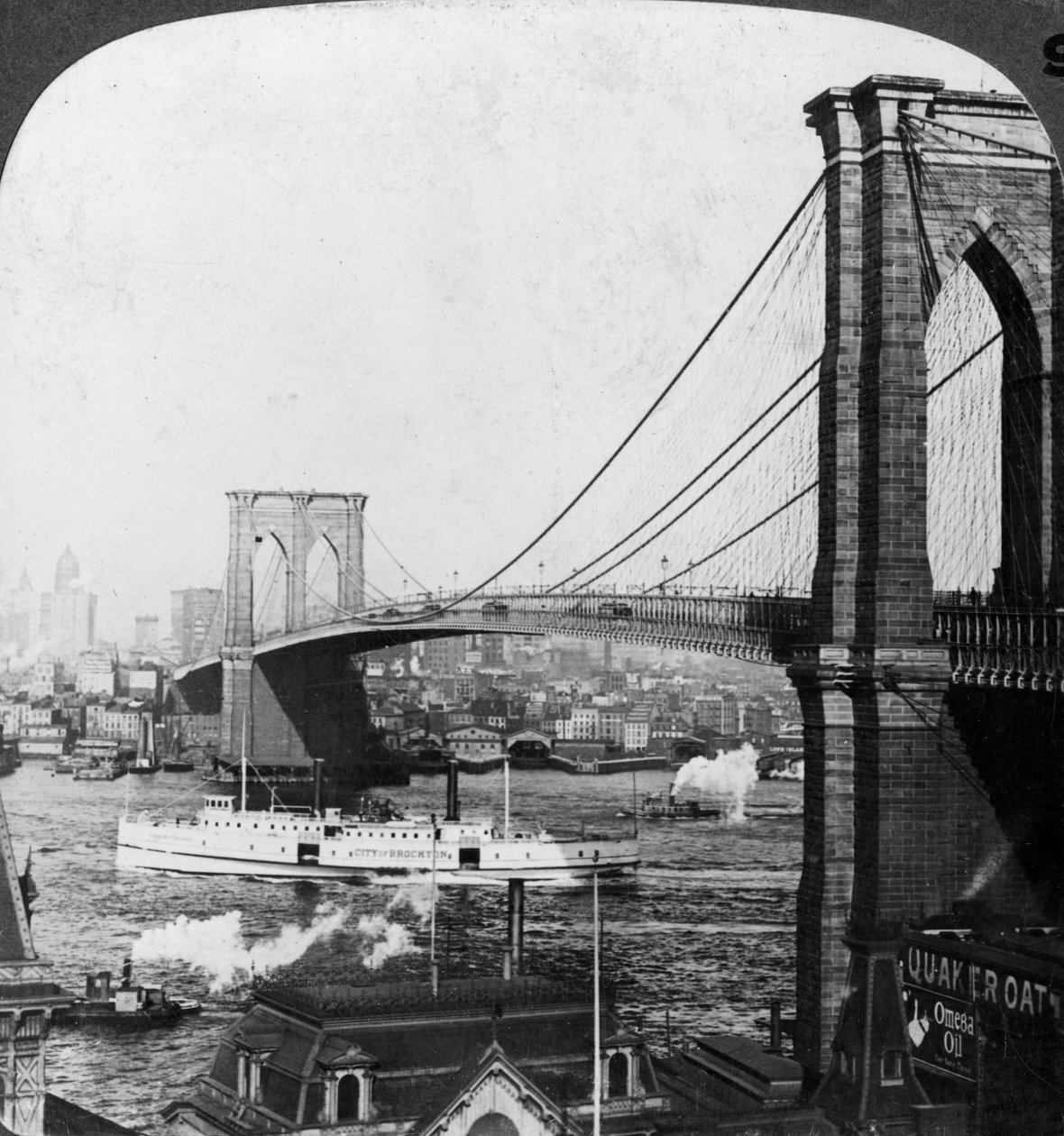 Brooklyn Bridge, New York, USA, tidigt 1900-tal. av Underwood and Underwood