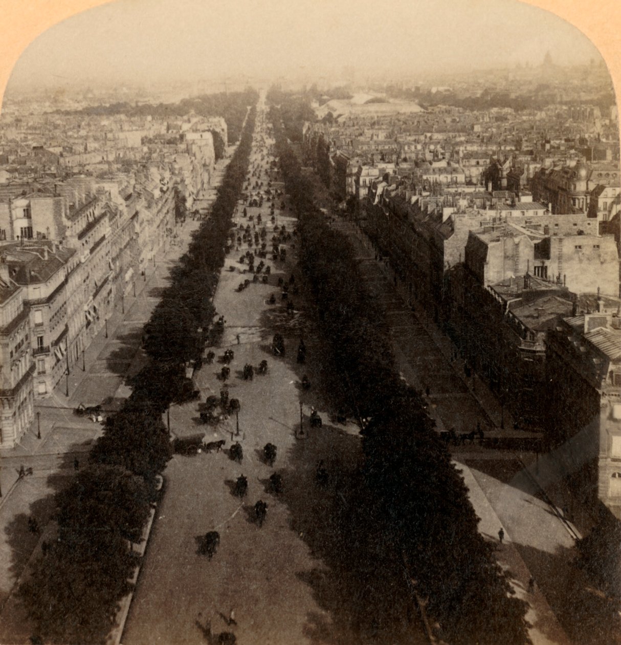 Champs Elysees, favoritvägen i Paris, Frankrike, 1894. av Underwood and Underwood