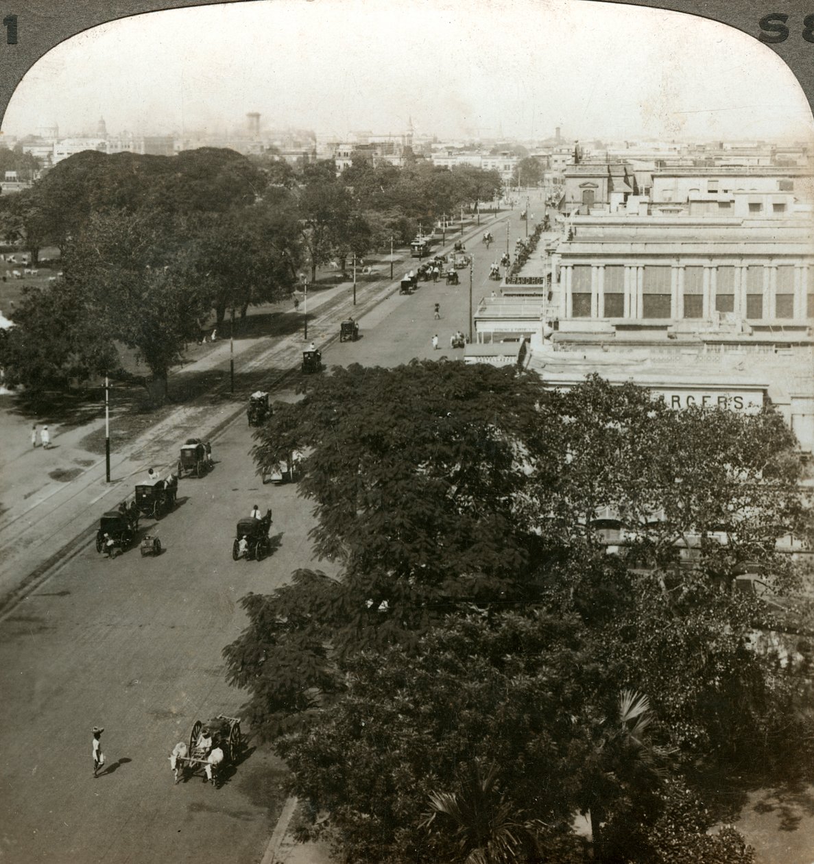 Chaurangi Road, Calcutta, Indien, C200s. av Underwood and Underwood