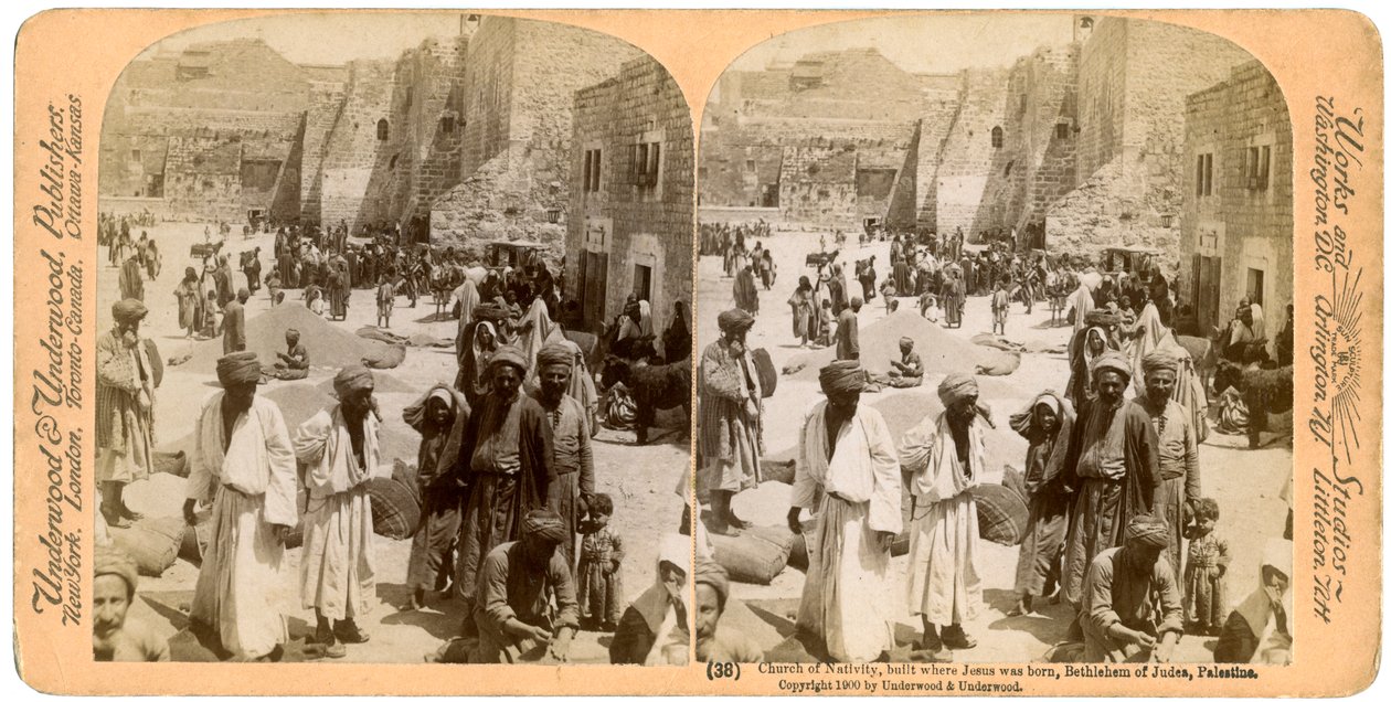 Födelsekyrkan, byggd där Jesus föddes, Betlehem, Palestina, 1900. av Underwood and Underwood