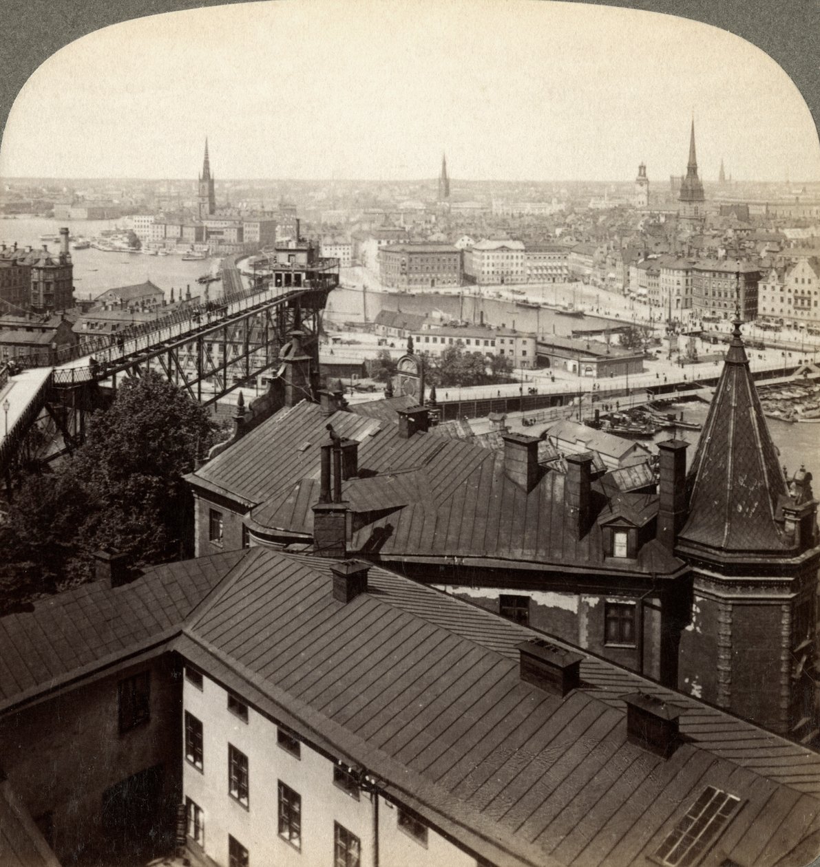 Stadsbild, Stockholm, Sverige. av Underwood and Underwood