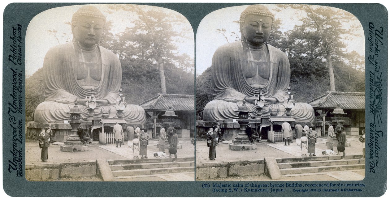 Stor brons Buddha, Kamakura, Japan, 1904 av Underwood and Underwood