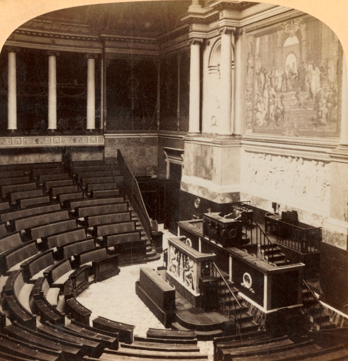 Interiör av deputeradekammaren, Paris, Frankrike, 1900. av Underwood and Underwood