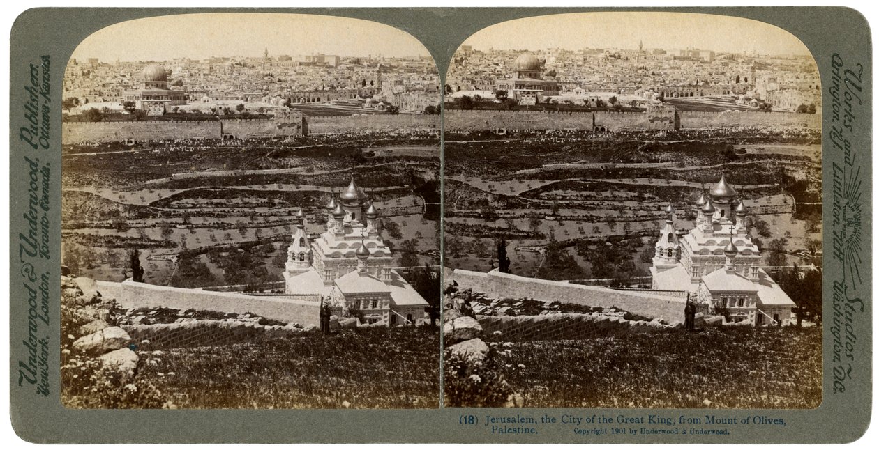 Jerusalem, sett från Oljeberget, Palestina, 1901. av Underwood and Underwood