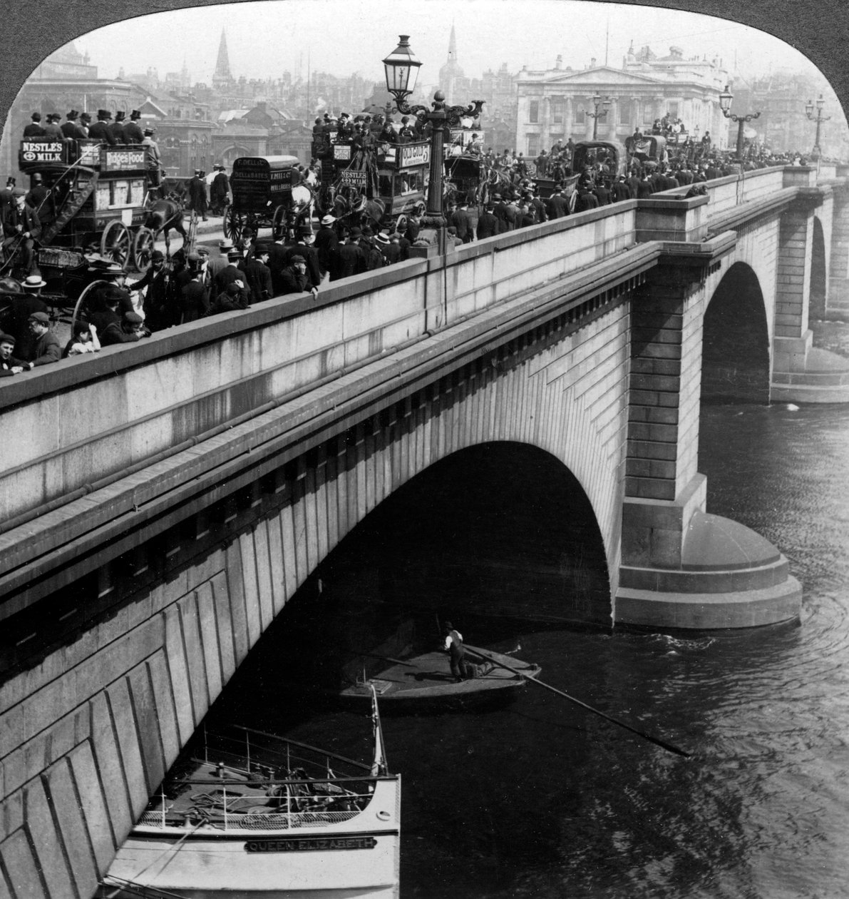 London Bridge, London, c sent 1800-tal. av Underwood and Underwood
