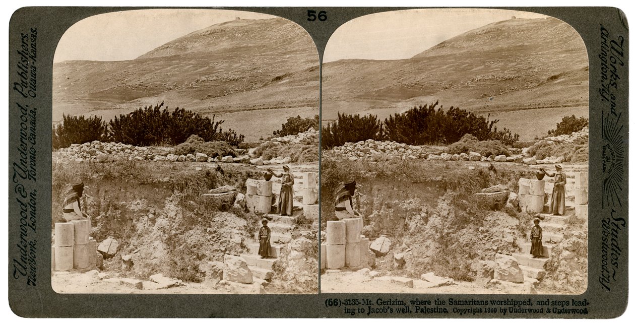 Berget Gerizim, där samariterna tillbad, Palestina, 1900. av Underwood and Underwood