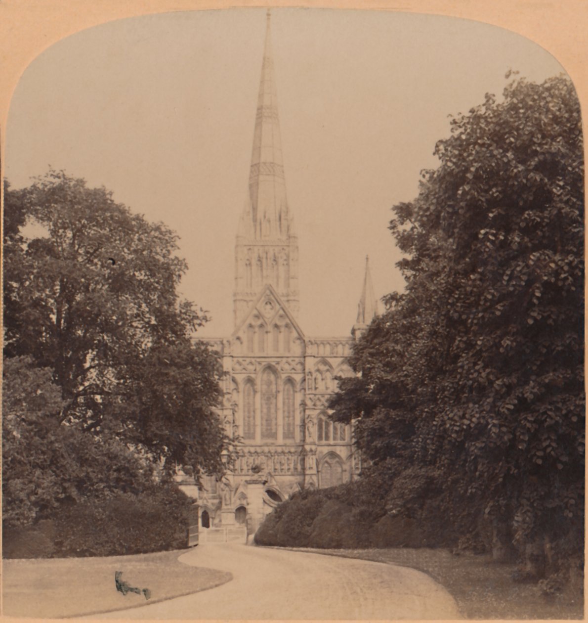 Salisbury Cathedral nordvästra England, första stora kyrkan i tidig engelsk stil, 1900 av Underwood and Underwood