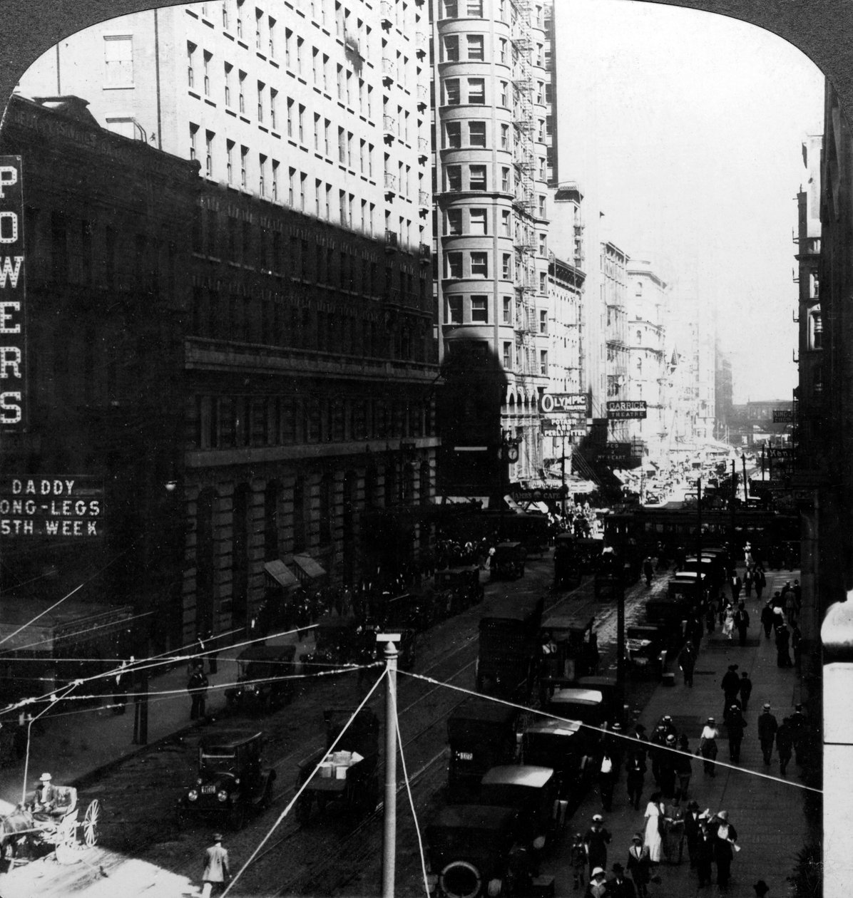Skyskrapor, Randolph Street, Chicago, Illinois, USA, tidigt 1900-tal. av Underwood and Underwood