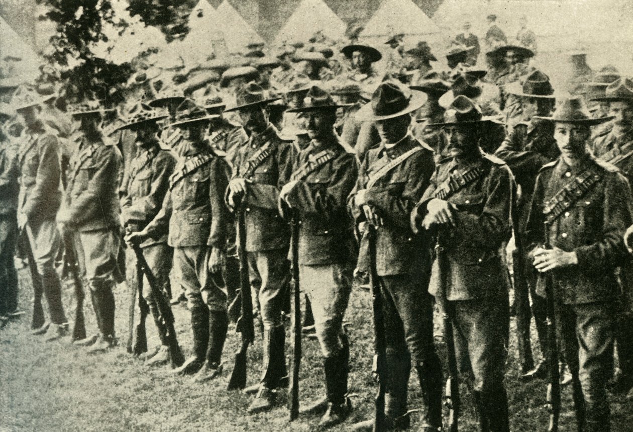 Soldater från Australien, Nya Zeeland, Kanada och Sydafrika, 1914-1918, c1920. av Underwood and Underwood