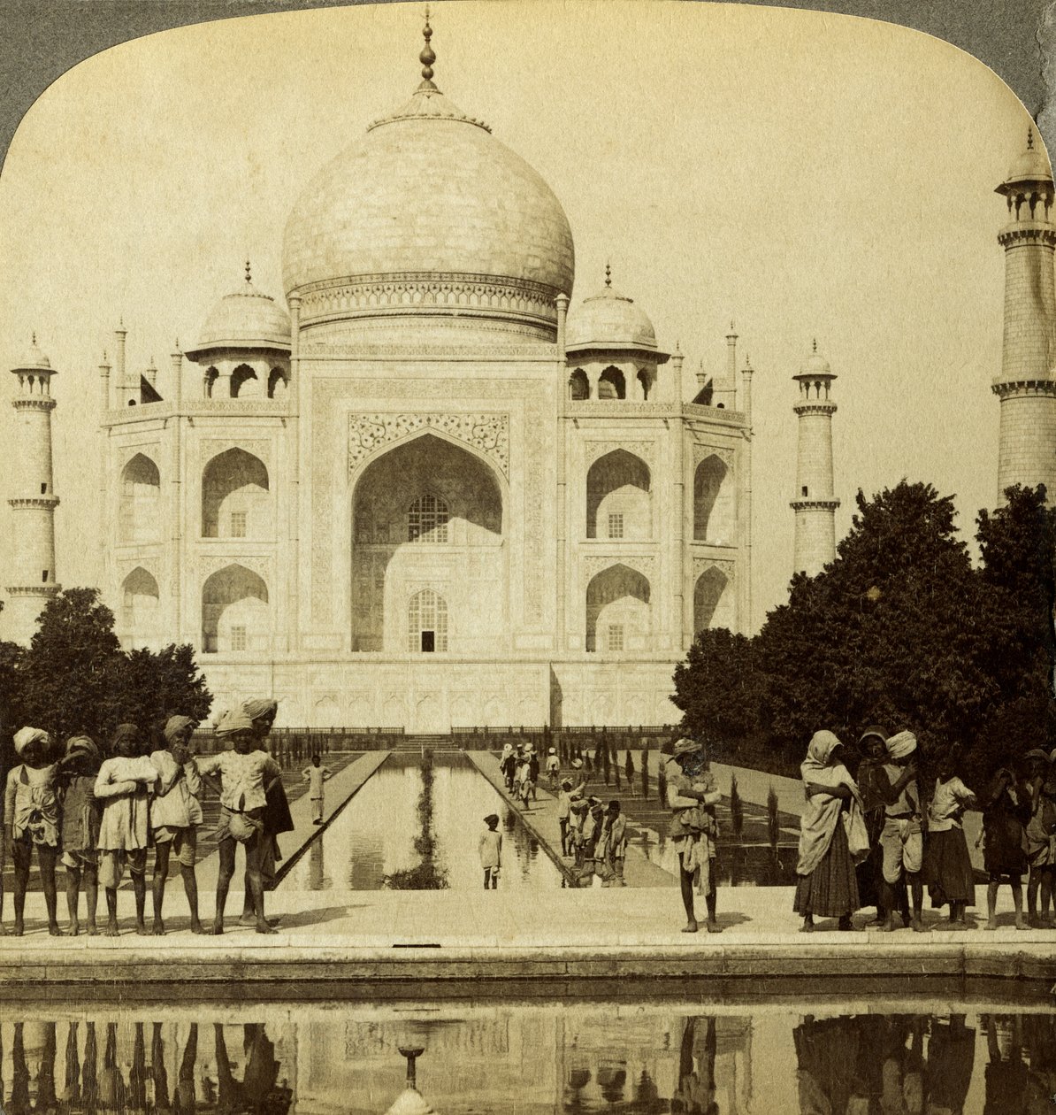 Taj Mahal, Agra, Uttar Pradesh, Indien. av Underwood and Underwood