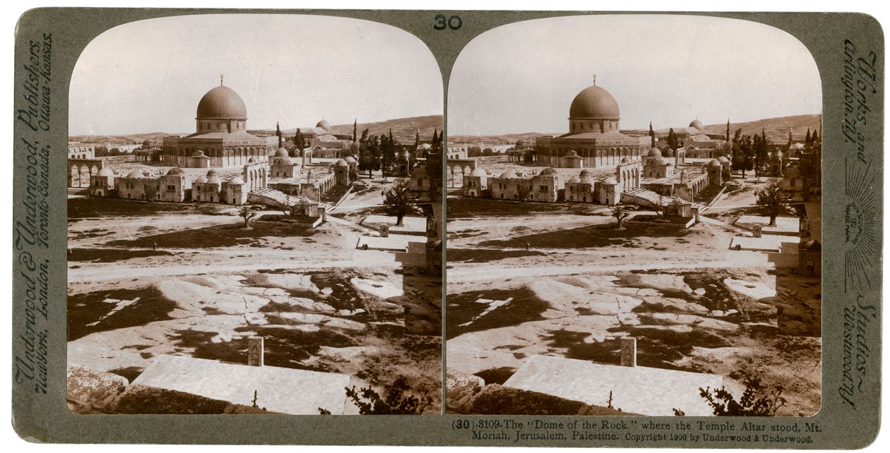 Klippdomen, där Temple Alter stod, Mount Moriah, Jerusalem, Palestina, 1900. av Underwood and Underwood