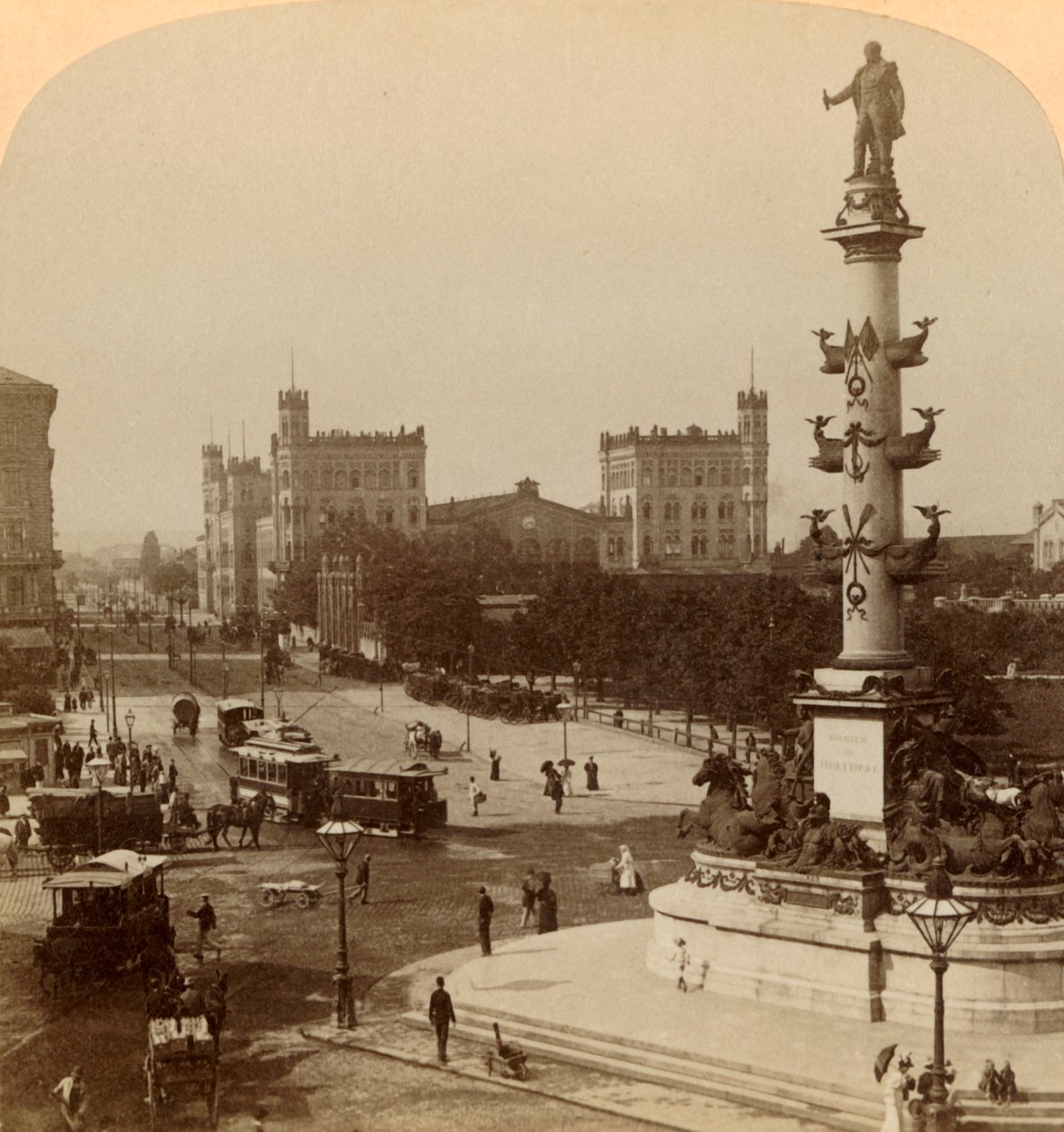 Tegetthoff-monumentet, i Prater-Stern, Wien, Österrike, 1898. av Underwood and Underwood