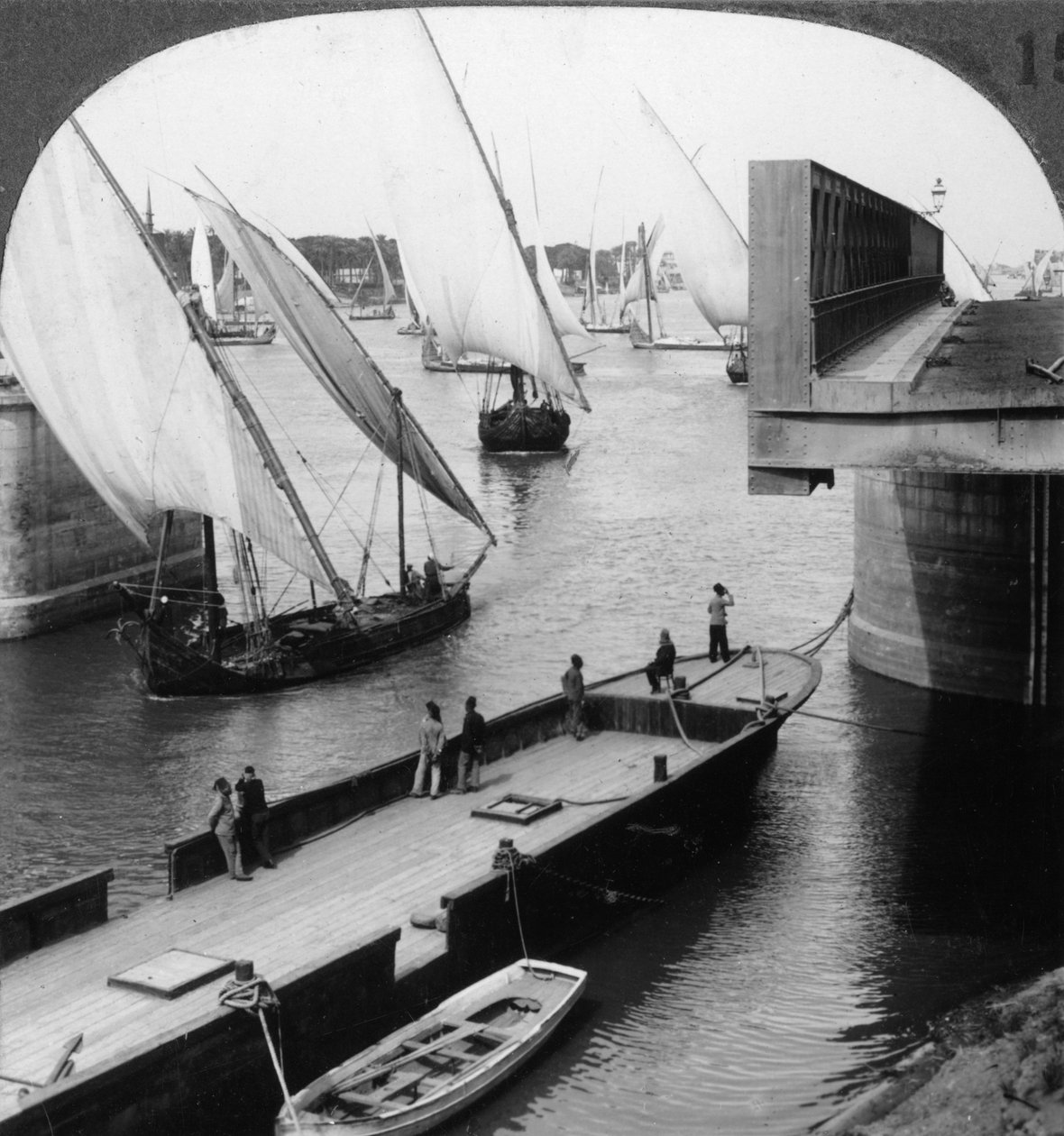 Den stora Nilbron, Kairo, Egypten, 1905. av Underwood and Underwood