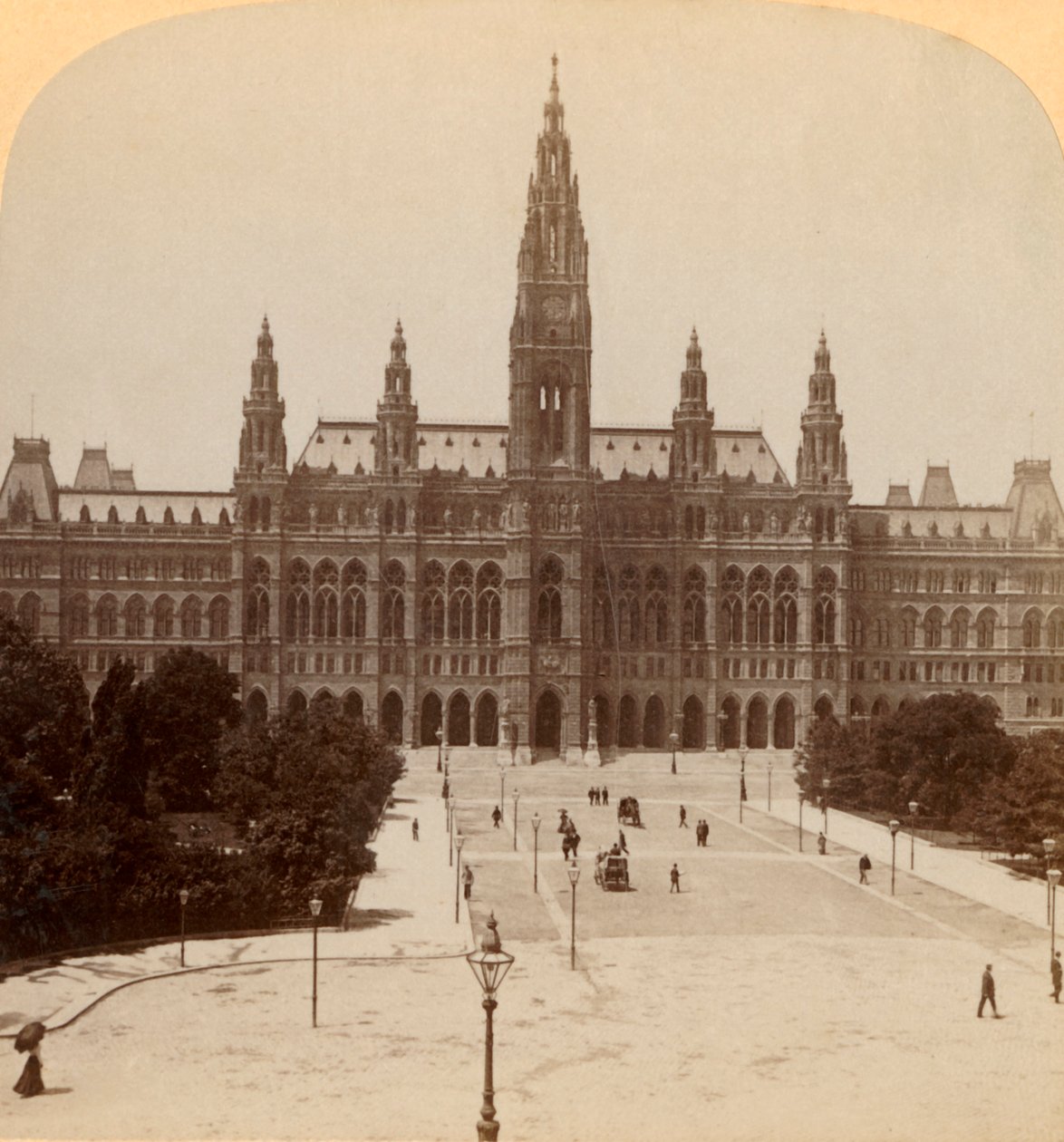 Det stora Rathhaus, Wien, Österrike Tower 320 fot högt, 1899. av Underwood and Underwood