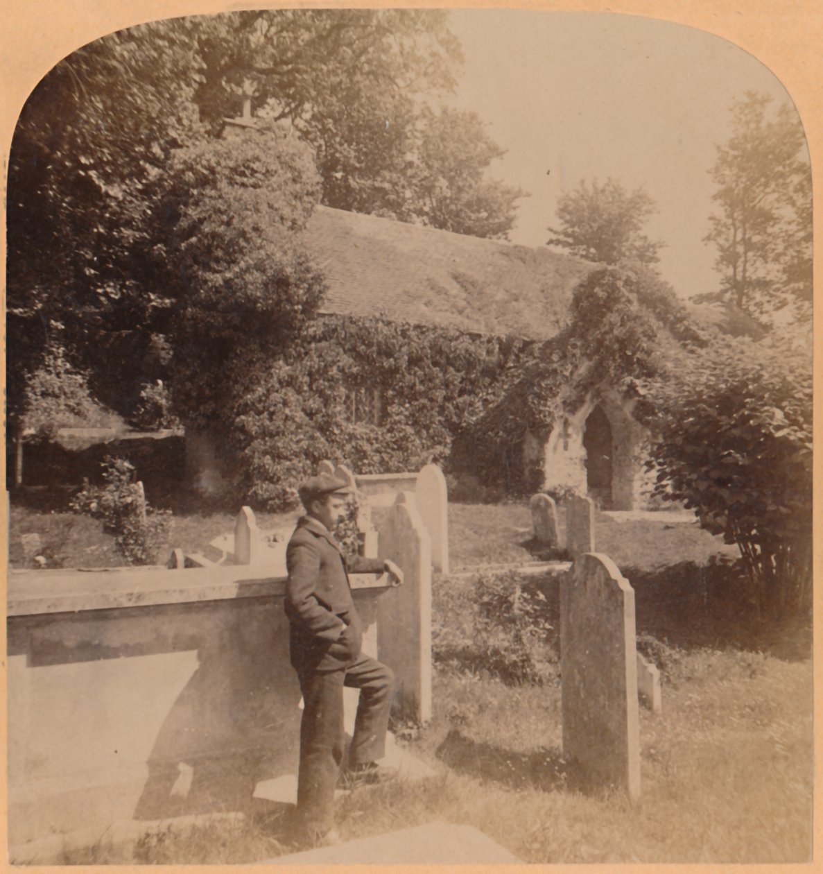 Den lilla Norman Church, pittoreskaste platsen i England, Bonchurch, Isle of Wight, 1900. av Underwood and Underwood