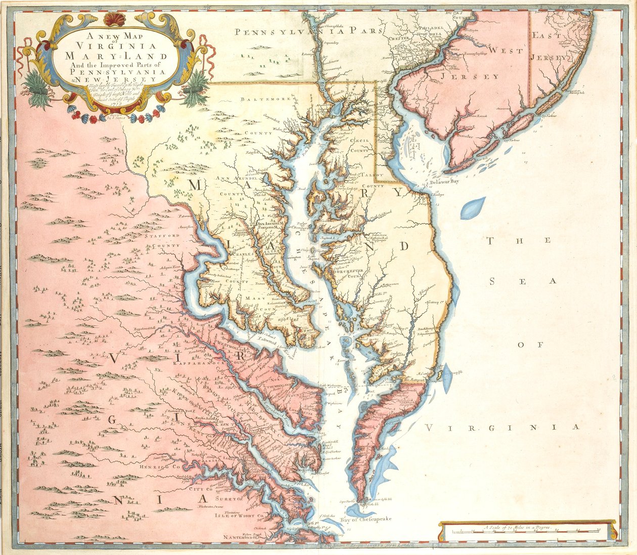 En ny karta över Virginia och Maryland och de förbättrade delarna av Pennsylvania och New Jersey av Unidentified