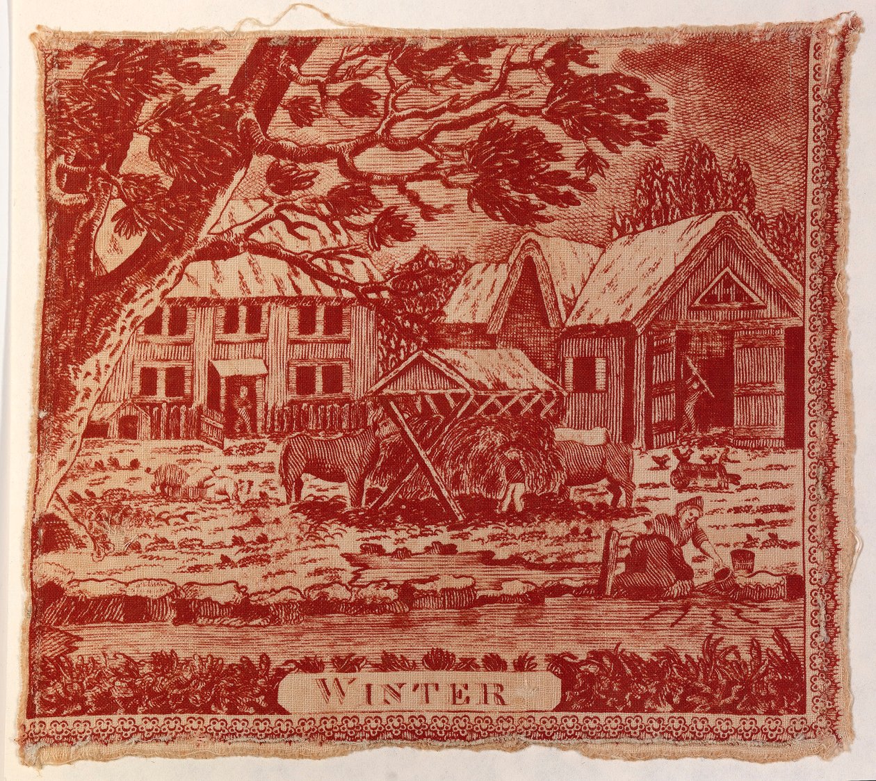 Textilt fragment: De fyra årstiderna av Unidentified