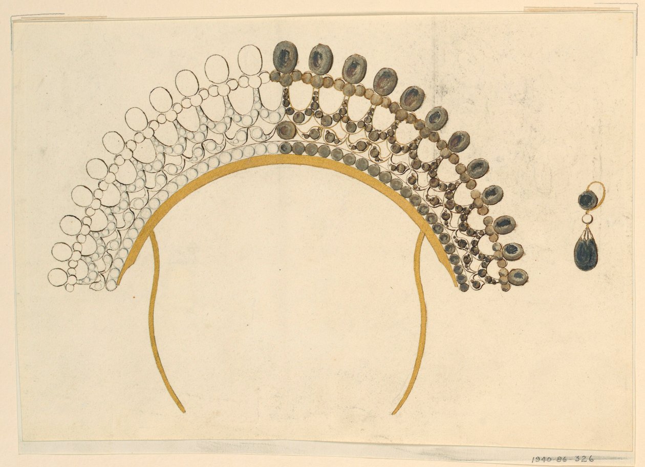 Drawing, Design for a comb and earring, ca. 1815 av Unknown