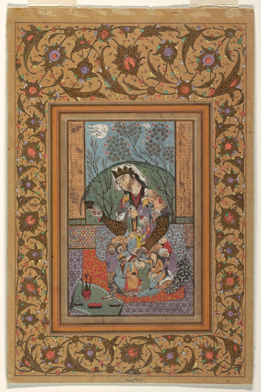 Ritning, miniatyr: Sittande figur av Unknown