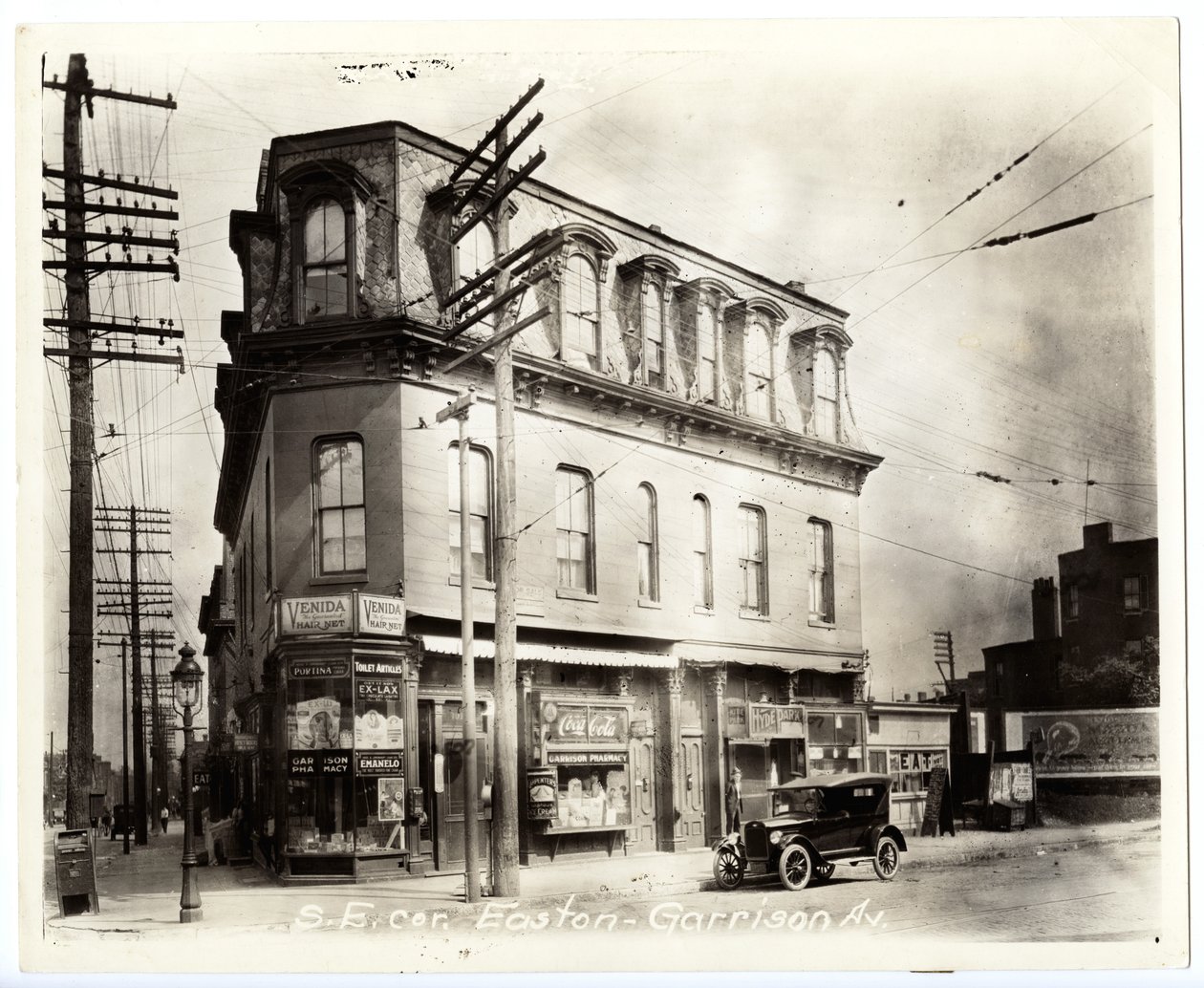 Garrison Pharmacy on the southeast corner of Easton and Garrison av Unknown