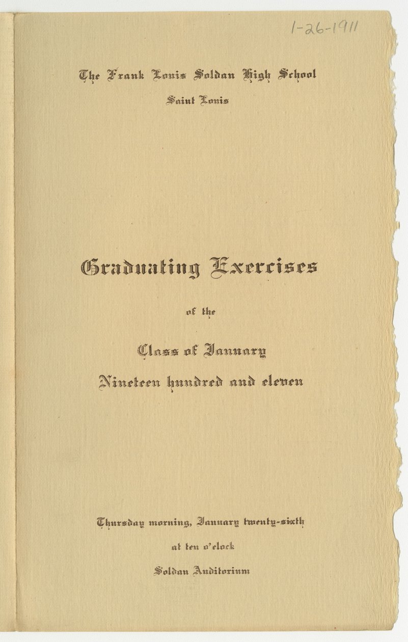 Program för examen i januari 1911 vid Frank Louis Soldan High School, St. Louis av Unknown