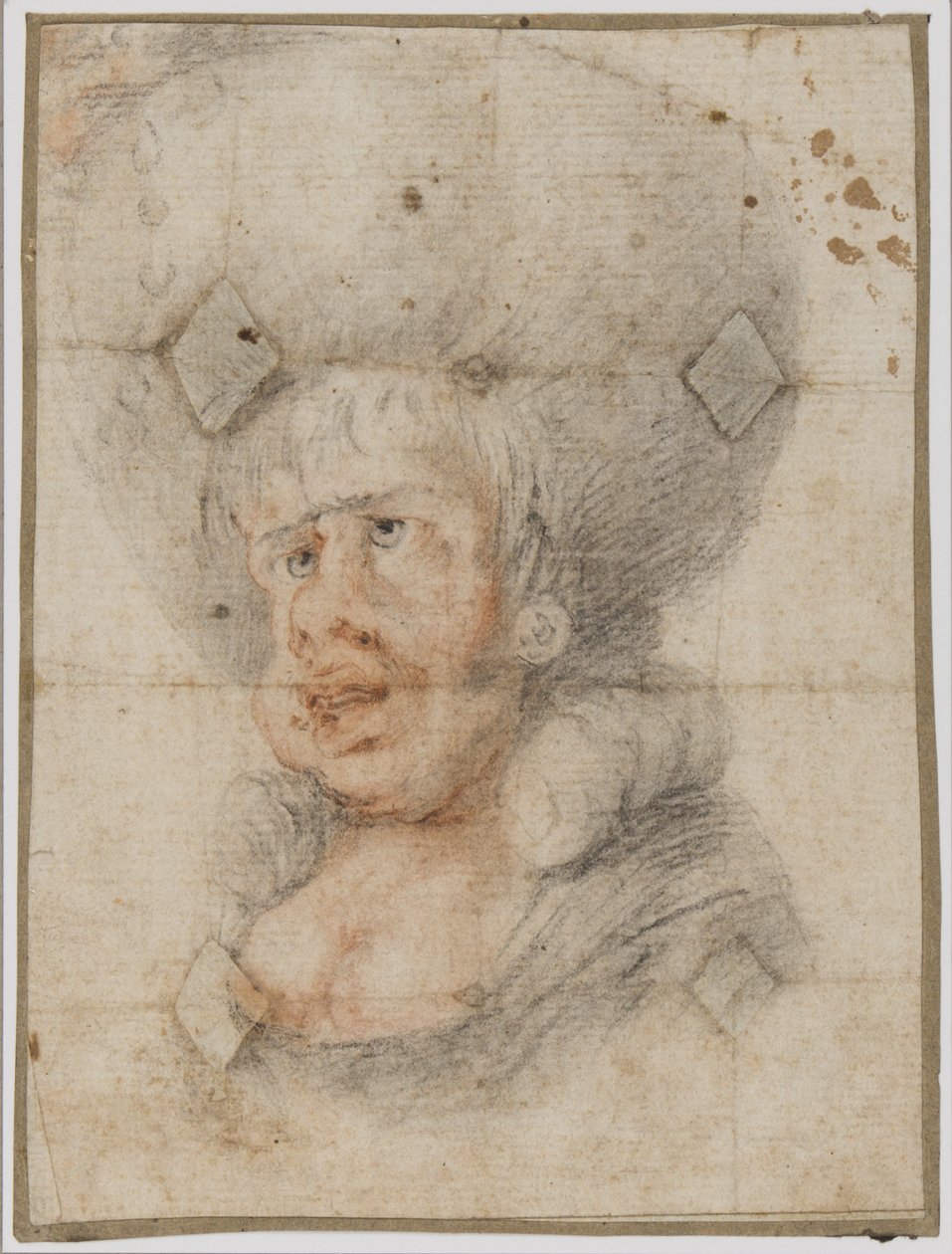 Karikatyr av en kvinna, ca 1780 (röd och svart krita på papper) av Unbekannt Unbekannt
