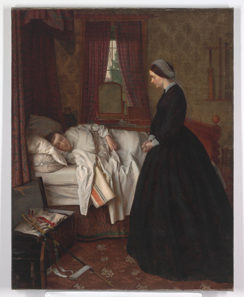 Heminredning med en sovande soldat, 1860-tal av Unbekannt Unbekannt