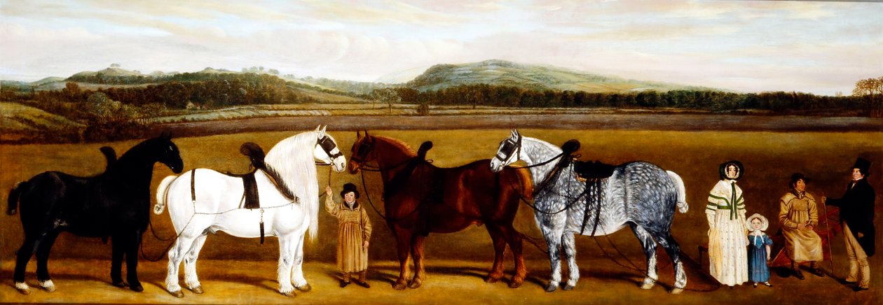 English Farm Family med sina draghästar av Unbekannt Unbekannt