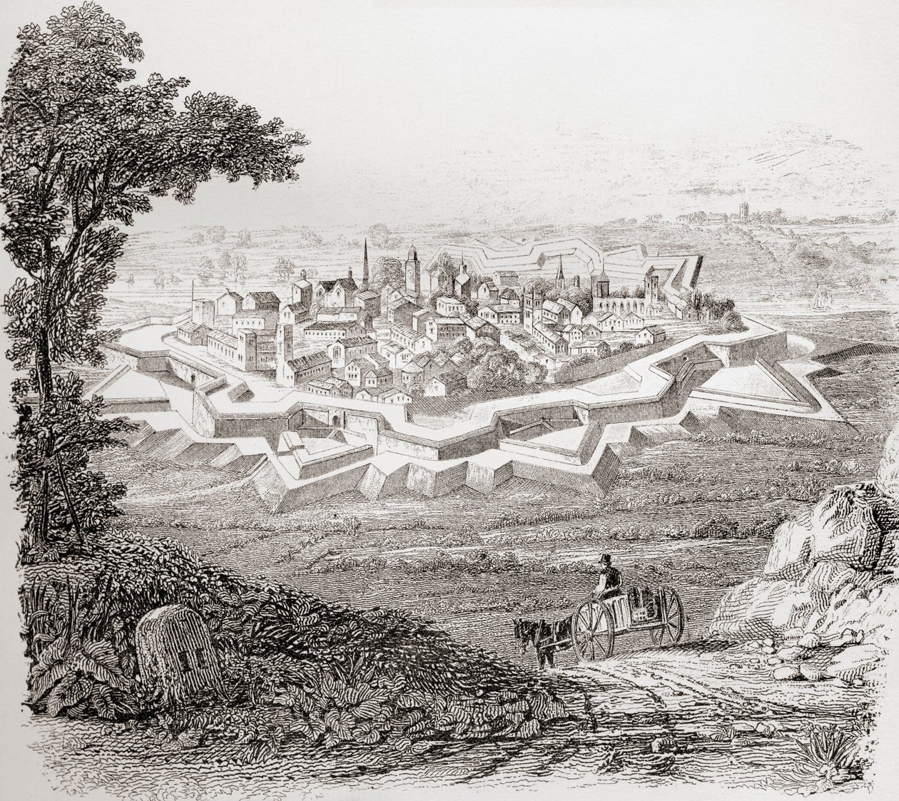 Allmänt utseende av en bastionerad fästning, eller Star Fort, från The National Encyclopaedia, publicerad ca 1890 av Unbekannt Unbekannt