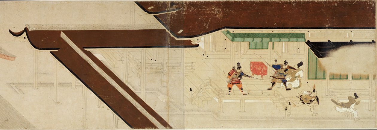 Illustrerad berättelse om Heiji -inbördeskriget (rullning av det kejserliga besöket i Rokuhara) av Unknown
