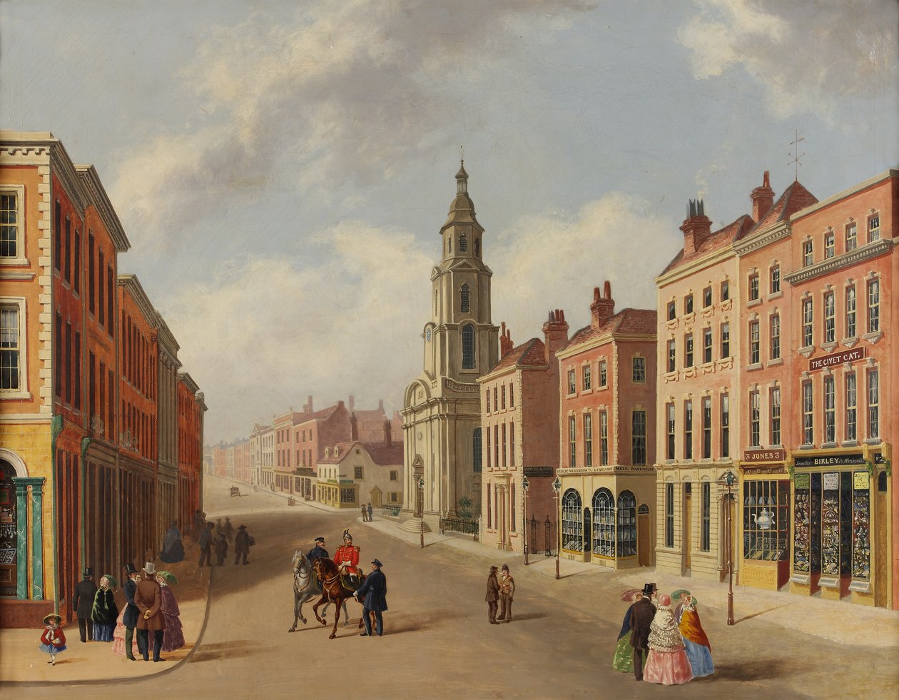 St Nicholas Church och Foregate Street, Worcester, ca 1850 av Unbekannt Unbekannt