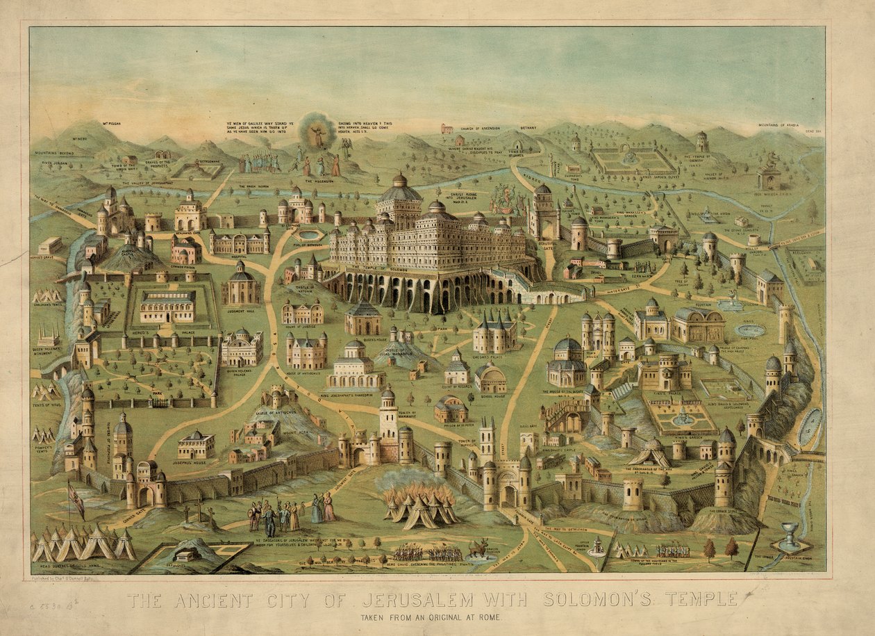 Den gamla staden Jerusalem med Salomons tempel, 1871 av Unbekannt Unbekannt